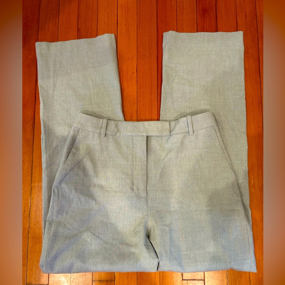 & Other Stories Size 8 High Rise Pants Trousers Grey Straight Leg Wool Blend